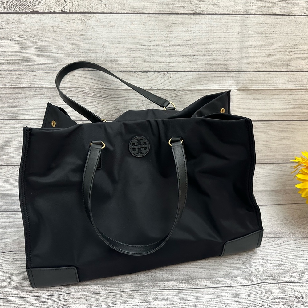 Tory Burch Large Ella Nylon Tote In Black